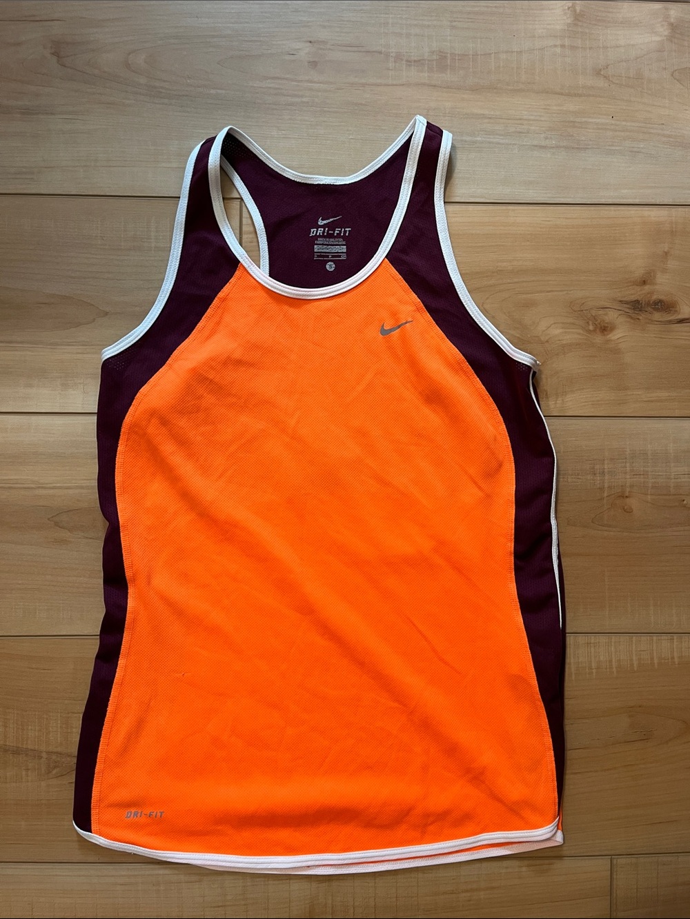 Nike Women’s Orange and Burgundy Dri-FIT Racerback Tank